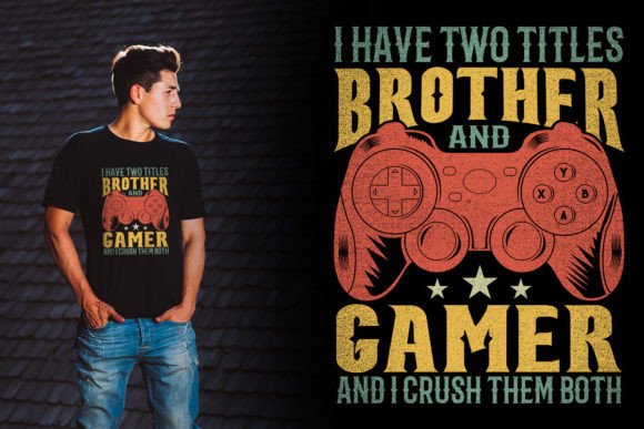 Funny Brother Gaming Vintage T-Shirt Designs for Creators