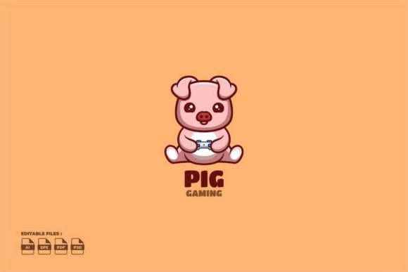 Gaming Pig Cute Kawaii Creative Mascot L: Your Versatile Digital Partner