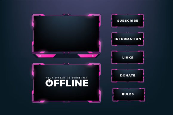 Live Gaming Screen Interface Template: Crafting a Futuristic Pink Gaming Overlay