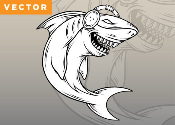 Vintage Shark Illustration for Games and Projects