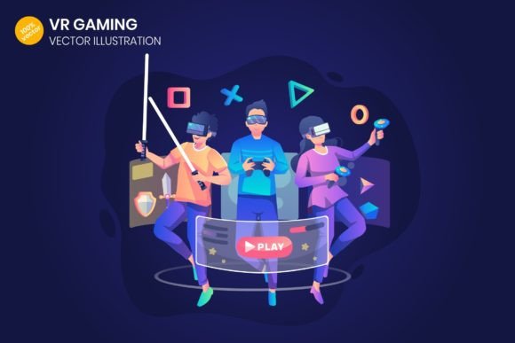VR Gaming Flat Illustration: A Visual Gateway to Immersive Experiences